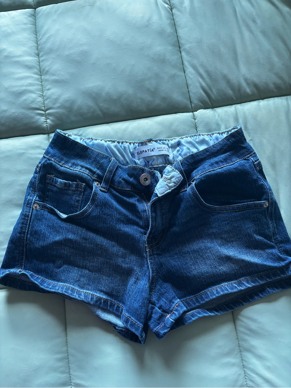 Telepathia Dark Blue Denim Jean Shorts - Women's Stretch Cutoff